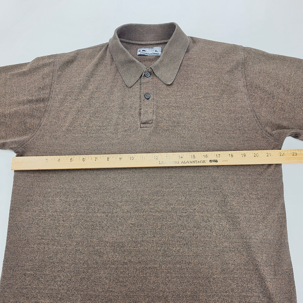 Quiet Luxury Mendocino Polo Shirt Men Brown Heather Short Sleeve - Picture 7 of 9